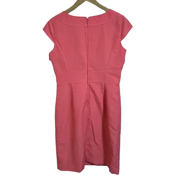 Tahari NEW Arthur S Levine Stella Coral Textured Cap Sleeve Sheath Dress Size 8 - Picture 3 of 12